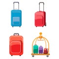 Travel bag icon set, cartoon style Royalty Free Stock Photo