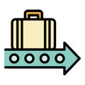 Travel bag line movement icon color outline vector Royalty Free Stock Photo