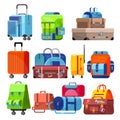 Travel bag vector luggage suitcase for journey vacation tourism illustration set of trip baggage and tour adventure case