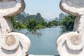 Travel on bamboo rafts in famous scenic spots of Yuli Gallery of Yulong River in Guilin, Guangxi Royalty Free Stock Photo