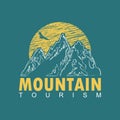 Travel banner with mountains and flying eagle Royalty Free Stock Photo