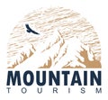 Travel banner with mountains and flying eagle Royalty Free Stock Photo