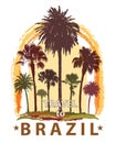 Travel Banner with Palm Trees for Brazil. Royalty Free Stock Photo