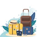 Travel banner with suitcases. Travel and tourism concept Royalty Free Stock Photo