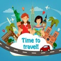 Travel Banner. Travel Industry. Tourist Man and Woman