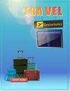 Travel banner. Vector vacation flyer with flight schedule and luggage