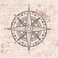 Travel banner with a wind rose and old compass Royalty Free Stock Photo