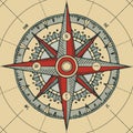 Travel banner with a wind rose and old compass Royalty Free Stock Photo
