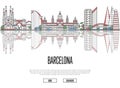 Travel Barcelona poster in linear style