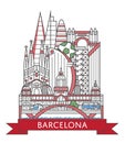 Travel Barcelona poster in linear style