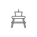 Travel basket on top of table outline icon. Elements of travel illustration icon. Signs and symbols can be used for web, logo,