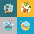 Travel and beach flat banners set