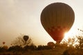 Travel. Beautiful Hot Air Balloon Flying In Sky With Sunset Royalty Free Stock Photo