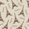 Travel beige background with vector Eiffel Tower, Paris