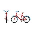 Travel bicycle, front and side view. Bike for travel. Hobby. Flat style Vector Illustration