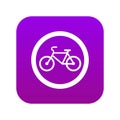 Travel by bicycle is prohibited traffic sign icon digital purple