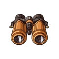 Travel Binoculars Observation Tool Cartoon Square Illustration.