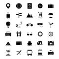 Travel black icons set. Vocation symbols silhouette.