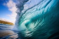 Ocean spray wave sky summer splash blue tropical water nature surfing sea Royalty Free Stock Photo