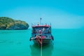 travel boat  stop at small island  ,Koh Samui ,Thailand Royalty Free Stock Photo