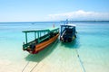 Travel boats on tropical island beach, Indonesia Royalty Free Stock Photo