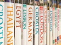 Travel Books For Sale On Library Shelf