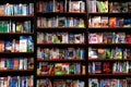 Travel books on bookstore shelves