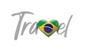 Travel Brazil love heart flag. 3D Rendering