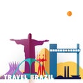 Travel Brazil paper cut world monuments