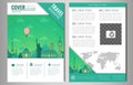 Travel brochure design with famous landmarks and world map. Template for Travel and Tourism Business concept. Vector