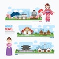 Travel and Building asia Landmark korea, japan, thailand Template Design Infographic. Concept Vector Illustration .