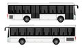 Set of realistic passangers bus or travel bus side view and front back view or mockup automotive public transport template. eps