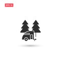 Travel camper in forest icon vector design isolated