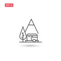 Travel camper in forest icon vector design isolated 3