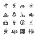 Travel and camping icon set, vector eps10 Royalty Free Stock Photo