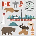 Travel canada traditional objects country tourism design national symbol vector illustration. Royalty Free Stock Photo