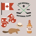 Travel canada traditional objects country tourism design national symbol vector illustration. Royalty Free Stock Photo