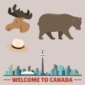 Travel canada traditional objects country tourism design national symbol vector illustration. Royalty Free Stock Photo