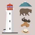 Travel canada traditional objects country tourism design national symbol vector illustration. Royalty Free Stock Photo