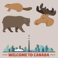 Travel canada traditional objects country tourism design national symbol vector illustration. Royalty Free Stock Photo