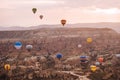 Travel in Cappadocia Colorful hot air balloons flying over the valley sunrise time with special breakfast travel destination in