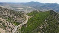 Travel by car. A bird`s eye view of the Green Mountains and the Black Sea coast road Royalty Free Stock Photo