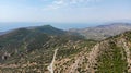 Travel by car. A bird`s eye view of the Green Mountains and the Black Sea coast road Royalty Free Stock Photo