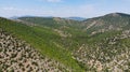 Travel by car. A bird`s eye view of the Green Mountains and the Black Sea coast road Royalty Free Stock Photo