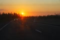 travel by car at sunset. high-speed traffic on the highway