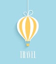 Travel card with hanging air balloon.