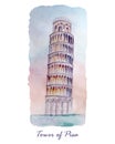 Travel card with tower of Pisa