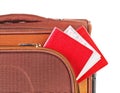 Travel case, passport and ticket