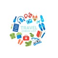 Travel Check List Icons On White Background Baggage Packing Concept