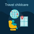 Travel childcare flat concept vector icon Royalty Free Stock Photo